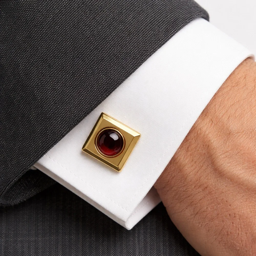 1954 Swank Gold & Red stone Cuff-Links
